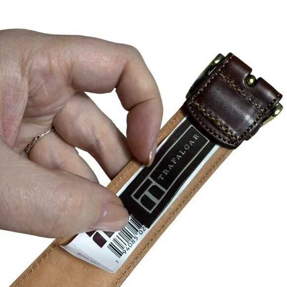 Trafalgar Brown Hand-Polished Cortina Leather Belt, 32/80 - Picture 11 of 11